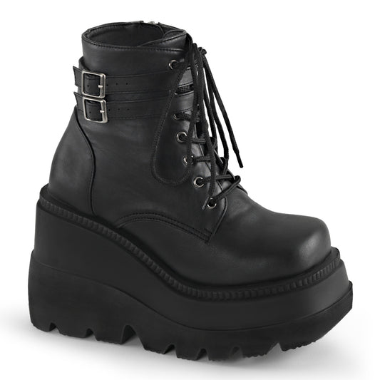 DemoniaCult Womens Ankle Boots SHAKER-52 Blk Vegan Leather