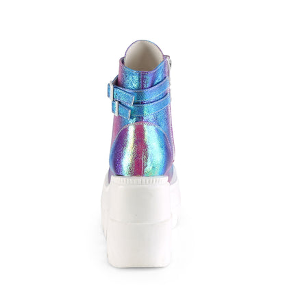 DemoniaCult Stivali alla caviglia femminile SHAKER-52 pelle vegana multi iridescente viola