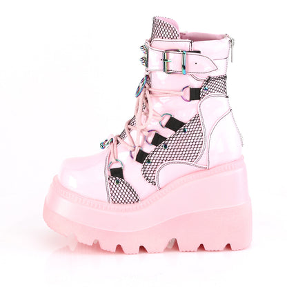 DemoniaCult Womens Ankle Boots SHAKER-60 Baby Pink Hologram