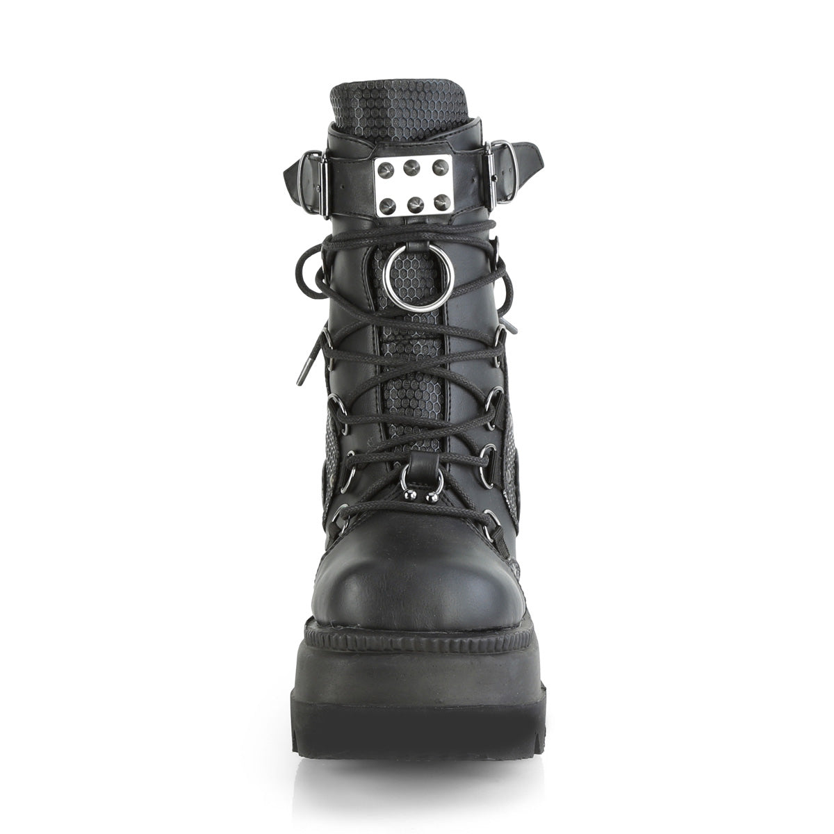 DemoniaCult Womens Ankle Boots SHAKER-60 Blk Vegan Leather