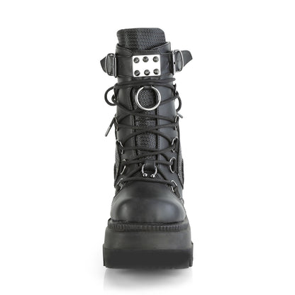 DemoniaCult Womens Ankle Boots SHAKER-60 Blk Vegan Leather