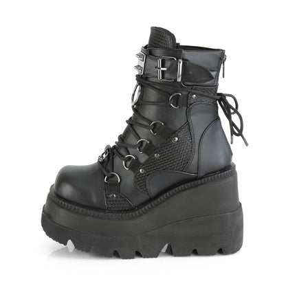 DemoniaCult Womens Ankle Boots SHAKER-60 Blk Vegan Leather
