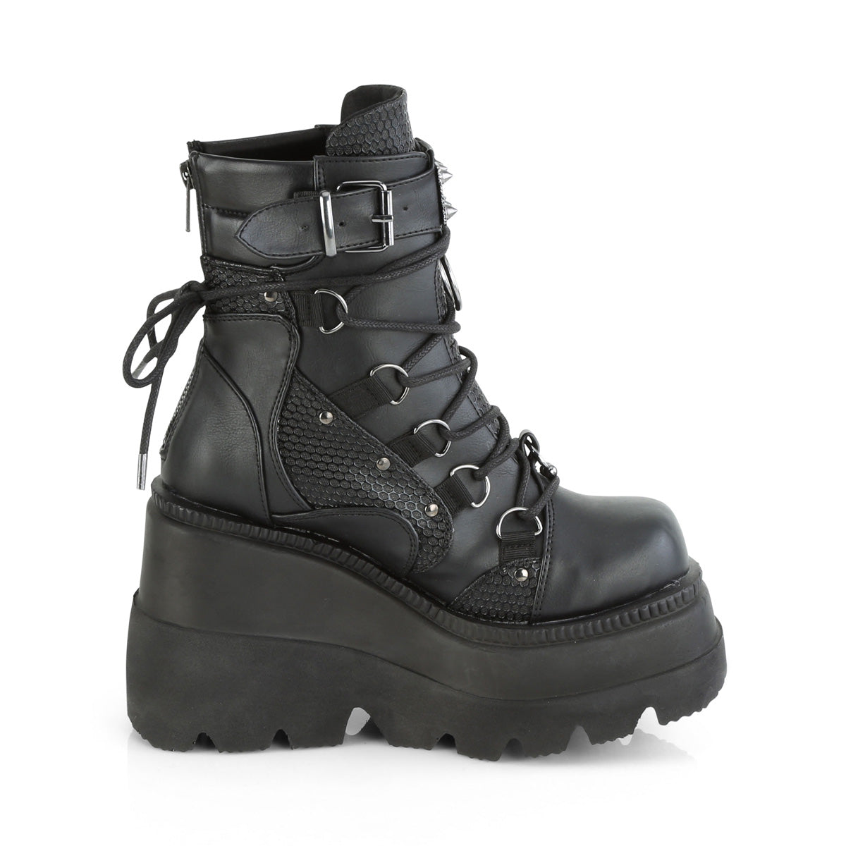 DemoniaCult Womens Ankle Boots SHAKER-60 Blk Vegan Leather