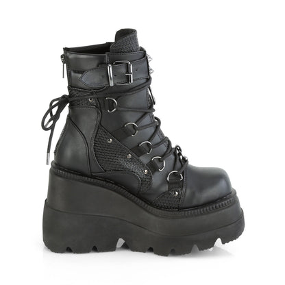 DemoniaCult Womens Ankle Boots SHAKER-60 Blk Vegan Leather