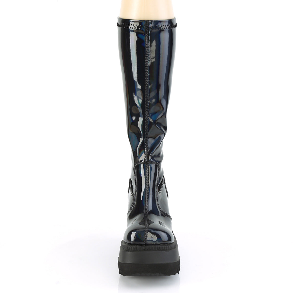 DemoniaCult Stivali da donna SHAKER-65 Stretch Blk Pat Holo