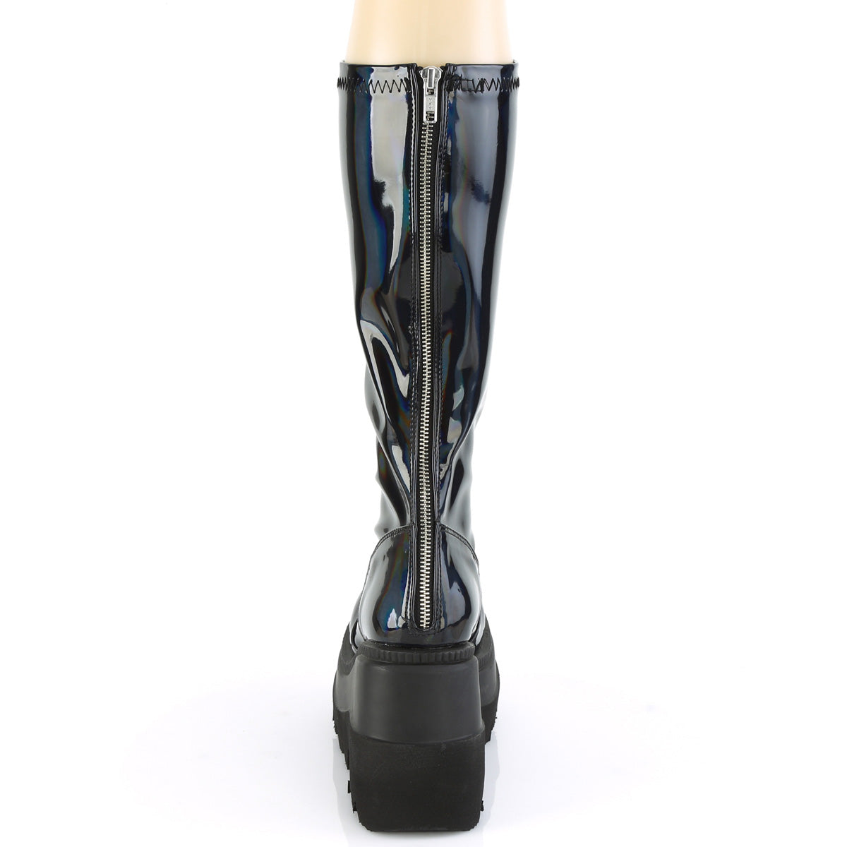DemoniaCult Stivali da donna SHAKER-65 Stretch Blk Pat Holo