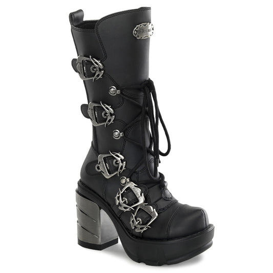 DemoniaCult Stivali da donna SINISTER-203 pelle vegana BLK