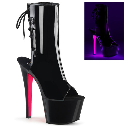 Pleaser Stivaletti da donna SKY-1018tt Blk Pat / Blk-Neon H. rosa