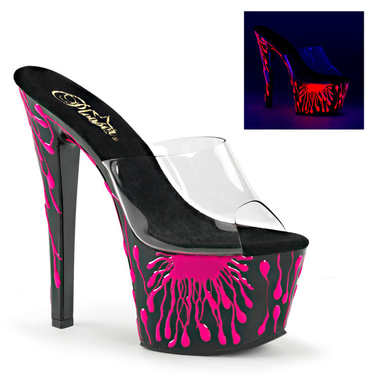Pleaser Sandali da donna SKY-301-5 CLR / BLK-Neon H. rosa