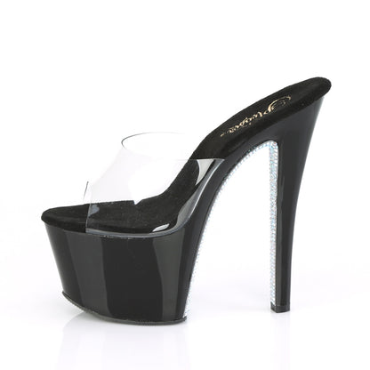 Pleaser Sandali da donna SKY-301CRS CLR / BLK-SLV AB Rhinestone
