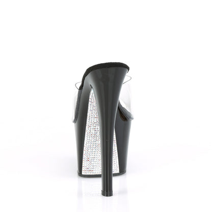 Pleaser Sandali da donna SKY-301CRS CLR / BLK-SLV AB Rhinestone