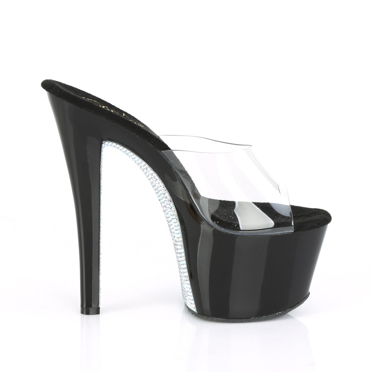 Pleaser Sandali da donna SKY-301CRS CLR / BLK-SLV AB Rhinestone
