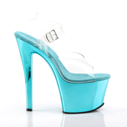 Pleaser Womens Sandals SKY-308 Clr/Turquoise Chrome
