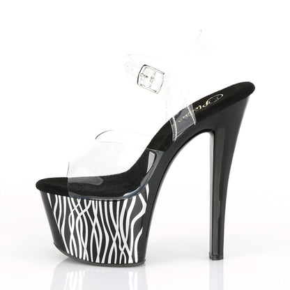 Pleaser Sandali da donna SKY-308CP-2 CLR / BLK-SLV Chrome