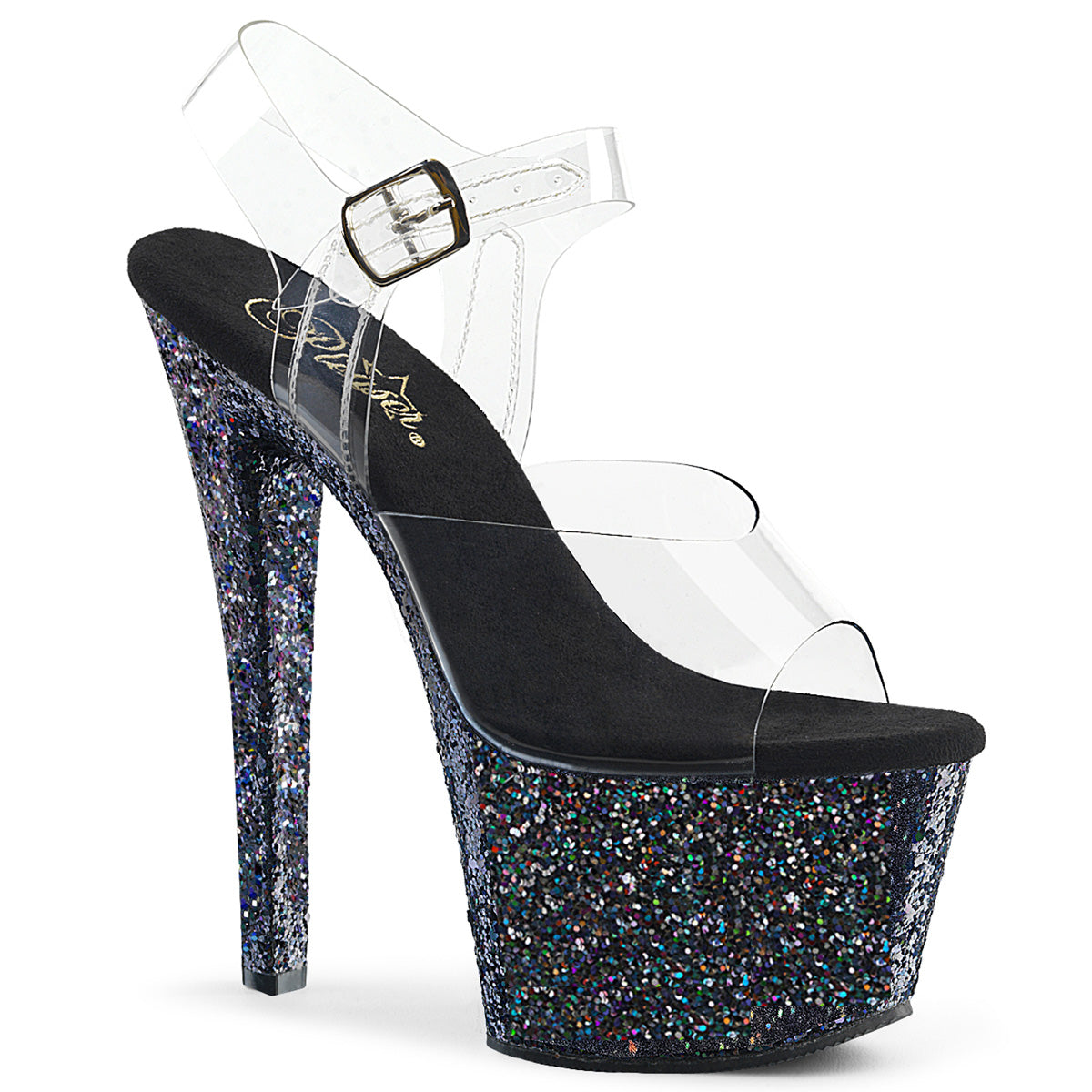 Pleaser Sandali da donna SKY-308LG CLR / BLK Multi glitter