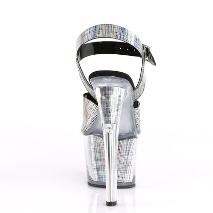 Pleaser Womens Sandals SKY-308N-CRHM Blk Hologram TPU/Blk Hologram