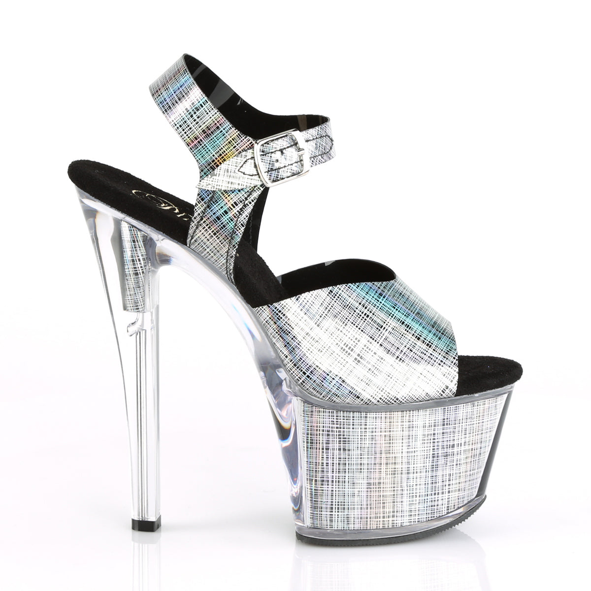 Pleaser Womens Sandals SKY-308N-CRHM Blk Hologram TPU/Blk Hologram