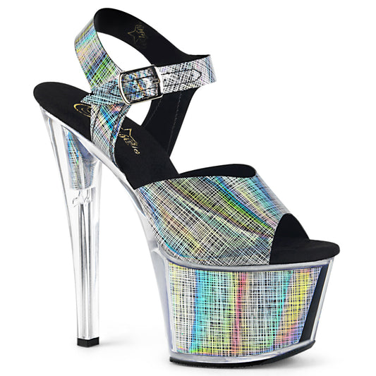 Pleaser Womens Sandals SKY-308N-CRHM Blk Hologram TPU/Blk Hologram
