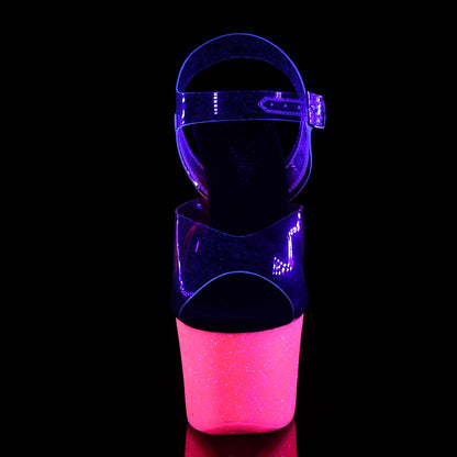 Pleaser Womens Sandals SKY-308UVG Clr/Neon H. Pink Glitter