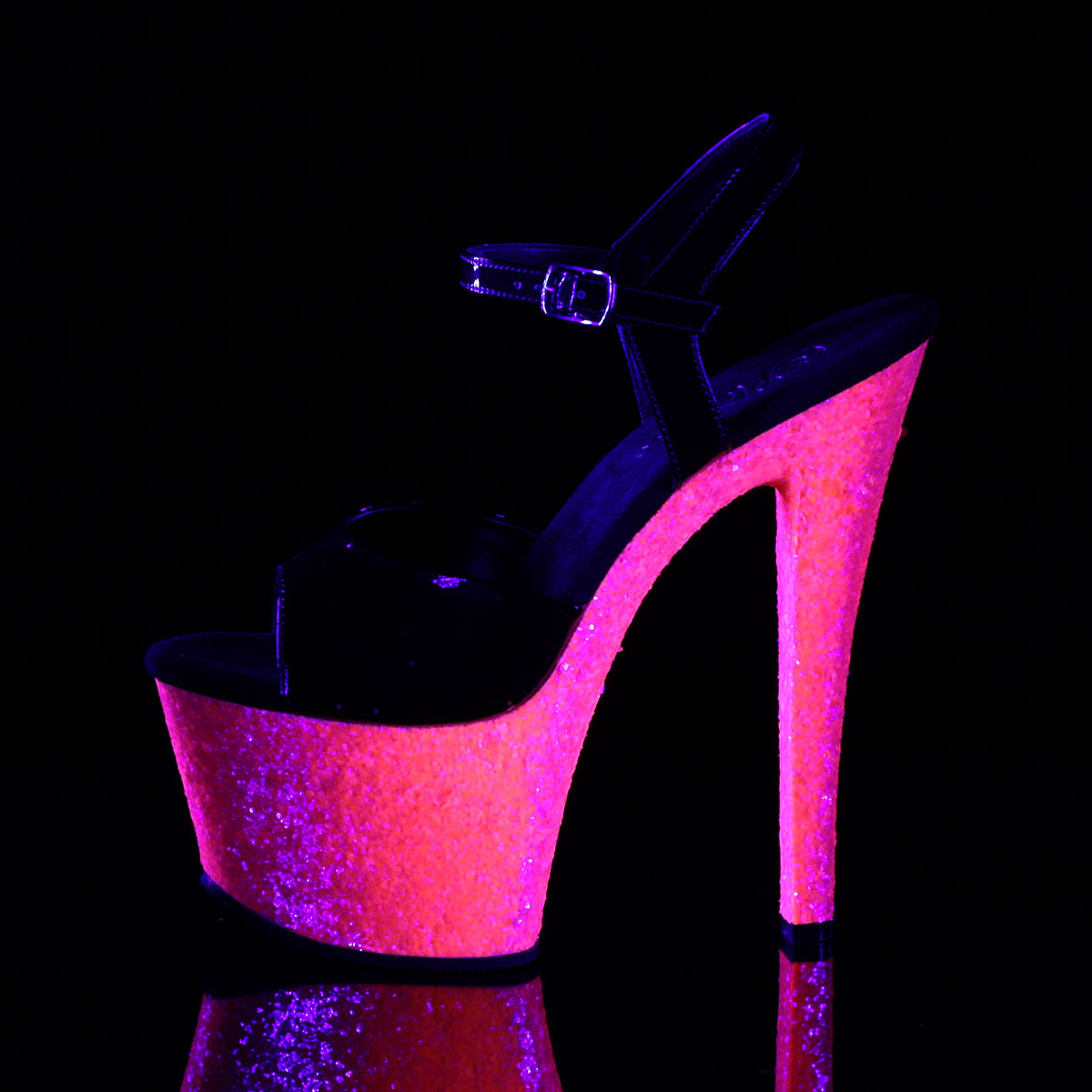 Pleaser Sandali da donna SKY-309UVLG BLK PAT / Neon H. Glittello rosa