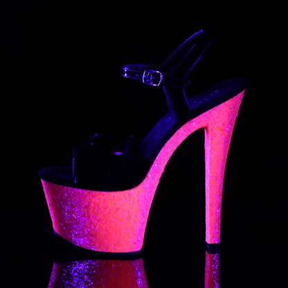 Pleaser Sandali da donna SKY-309UVLG BLK PAT / Neon H. Glittello rosa
