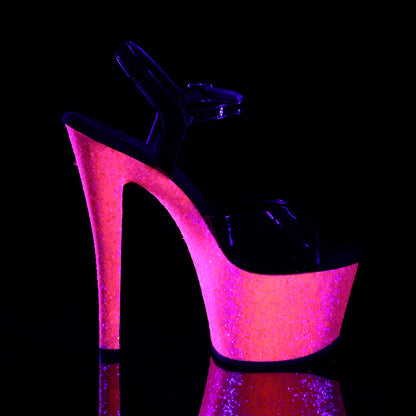 Pleaser Sandali da donna SKY-309UVLG BLK PAT / Neon H. Glittello rosa