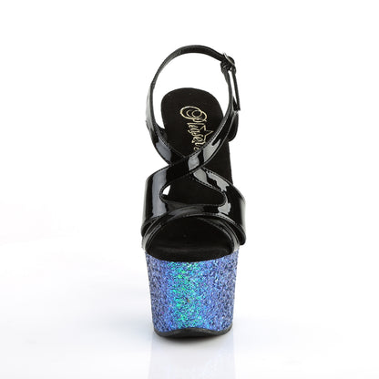 Pleaser Sandali da donna SKY-330LG BLK PAT / Blue Multitter