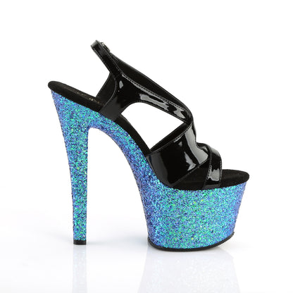 Pleaser Sandali da donna SKY-330LG BLK PAT / Blue Multitter
