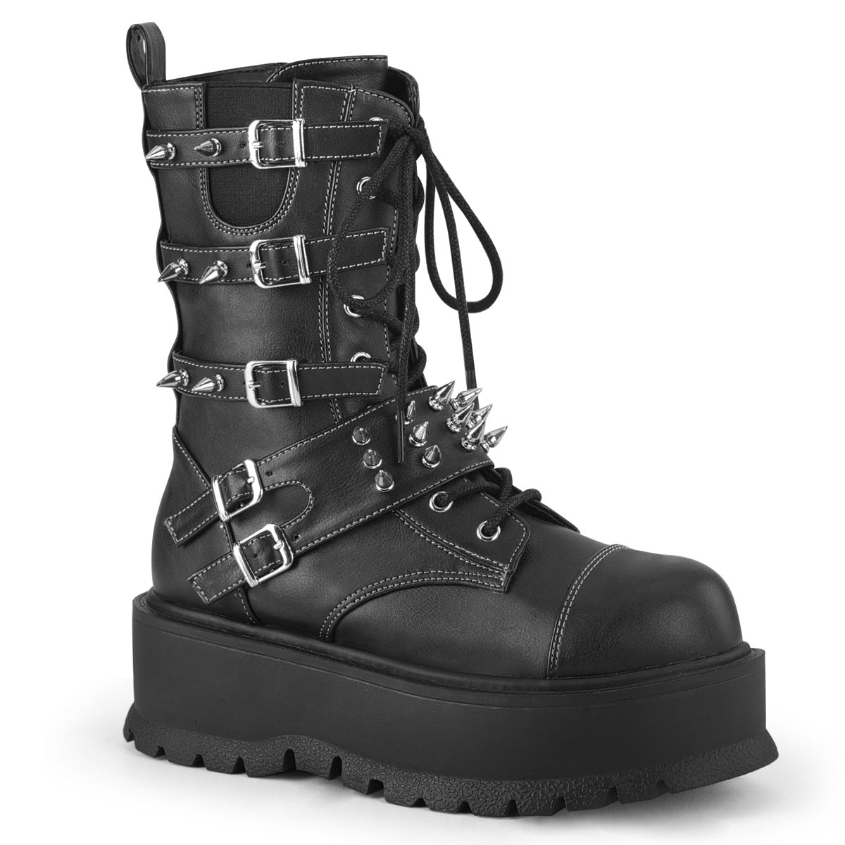 DemoniaCult Stivali da donna SLACKER-165 pelle vegana BLK