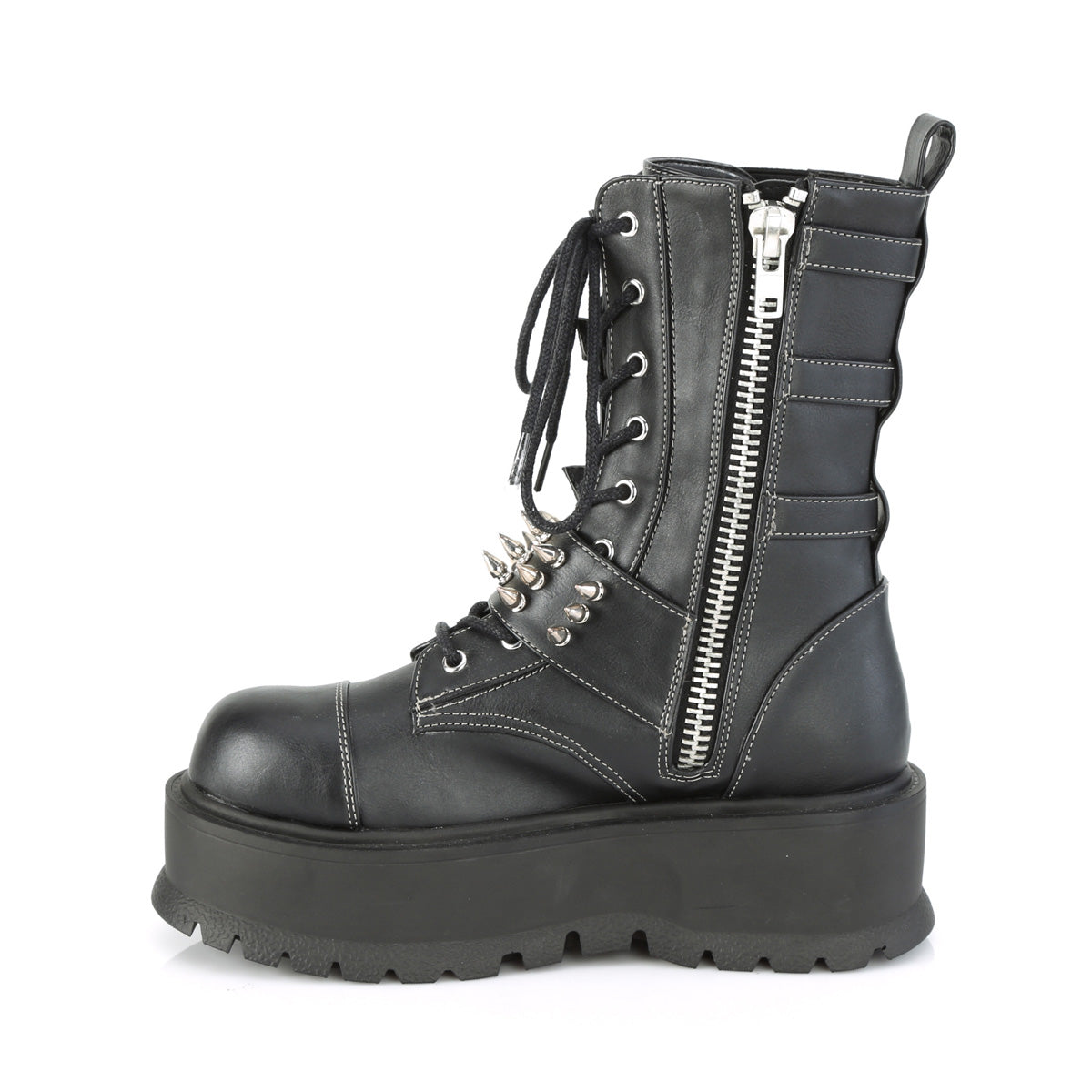 DemoniaCult Stivali da donna SLACKER-165 pelle vegana BLK