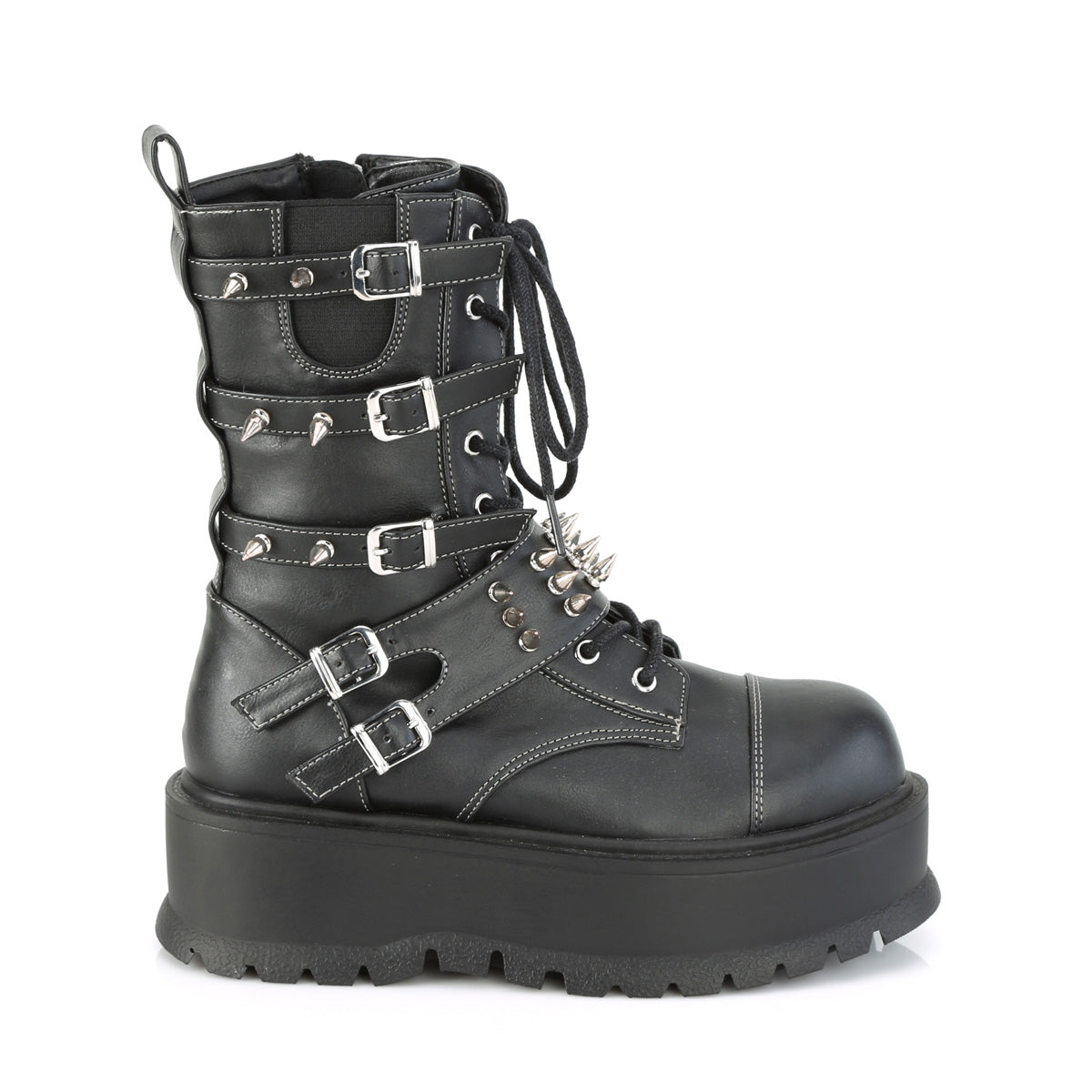 DemoniaCult Stivali da donna SLACKER-165 pelle vegana BLK