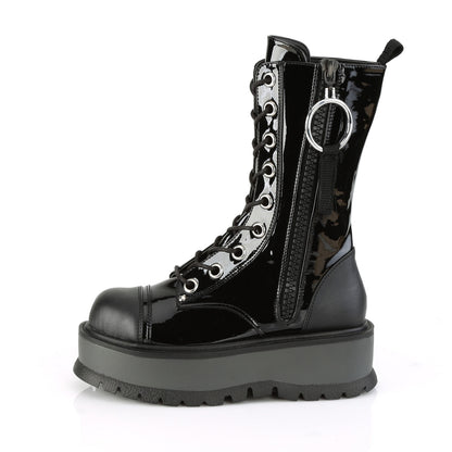 DemoniaCult Stivali da donna SLACKER-220 pelle blk pat-vegan