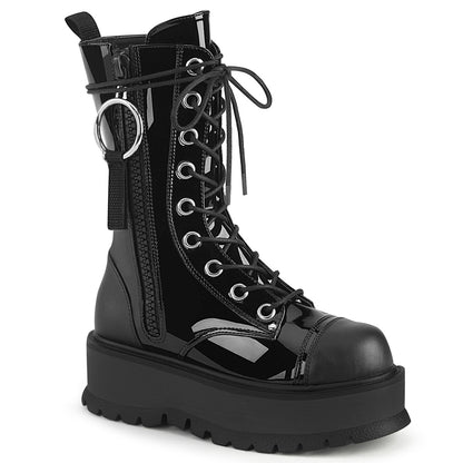DemoniaCult Stivali da donna SLACKER-220 pelle blk pat-vegan