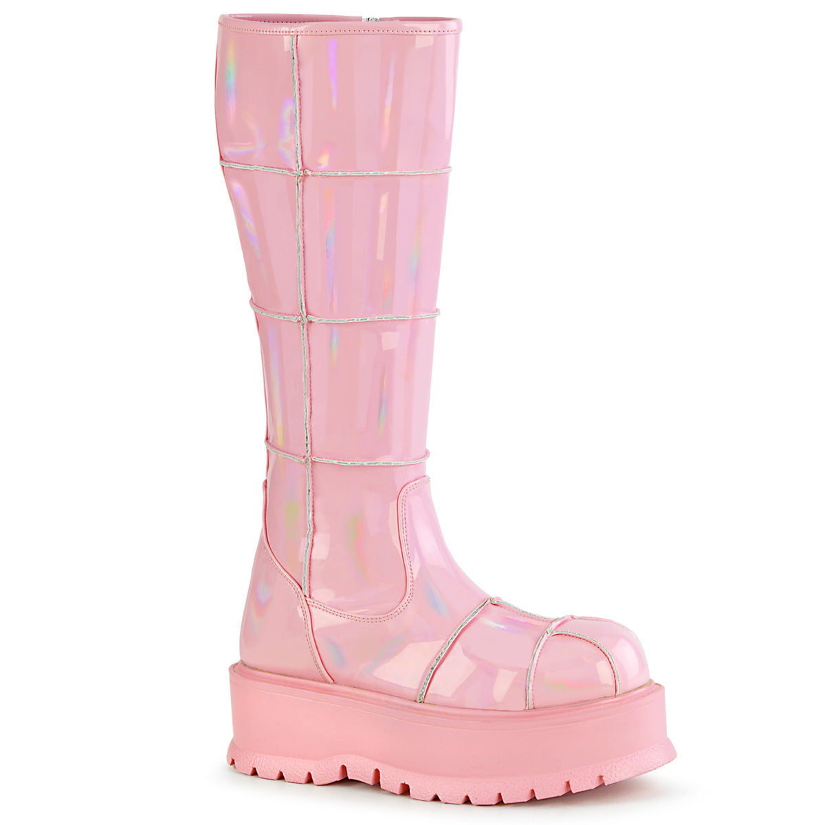 DemoniaCult Stivali da donna SLACKER-230 B. B. Pink Ologram Pat