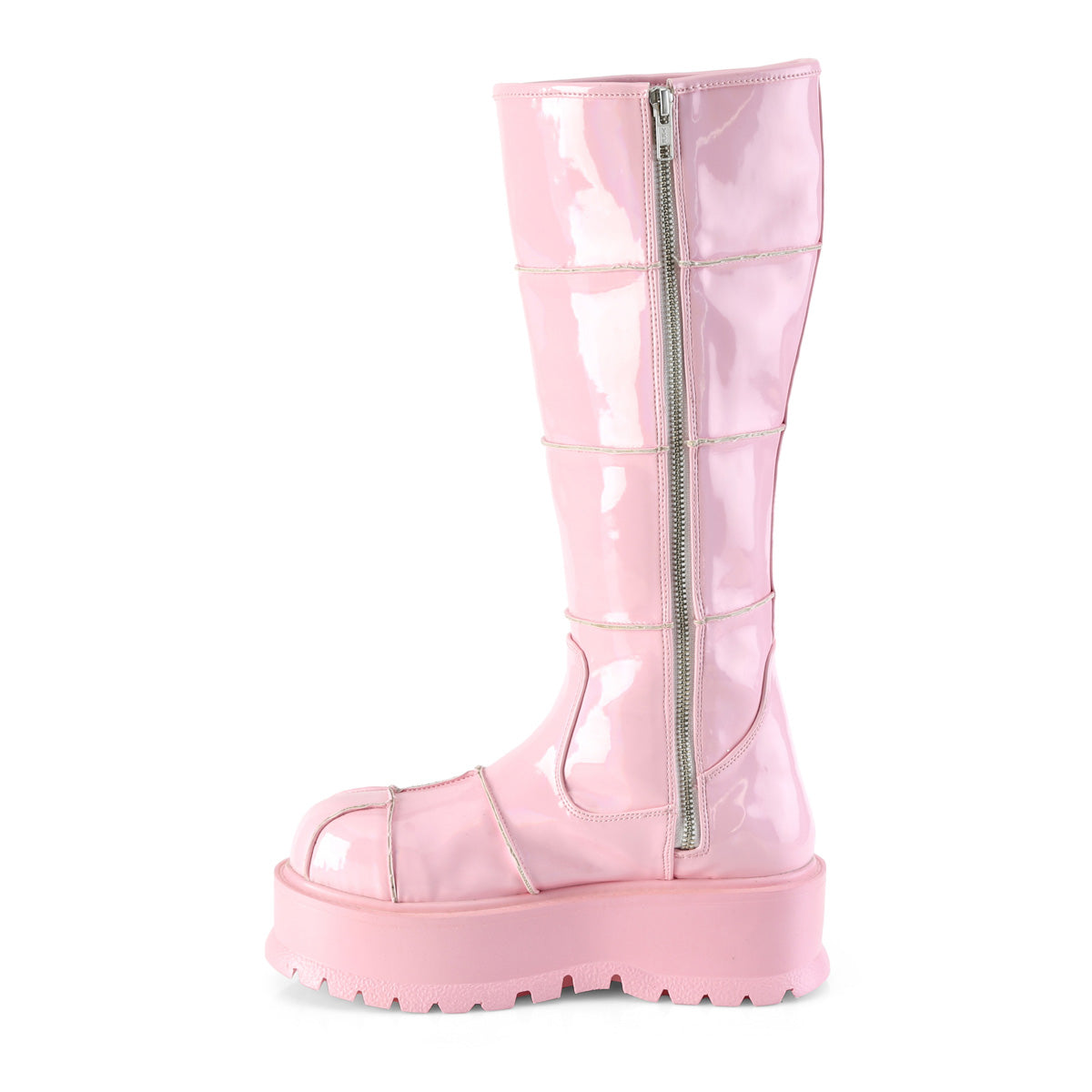 DemoniaCult Stivali da donna SLACKER-230 B. B. Pink Ologram Pat