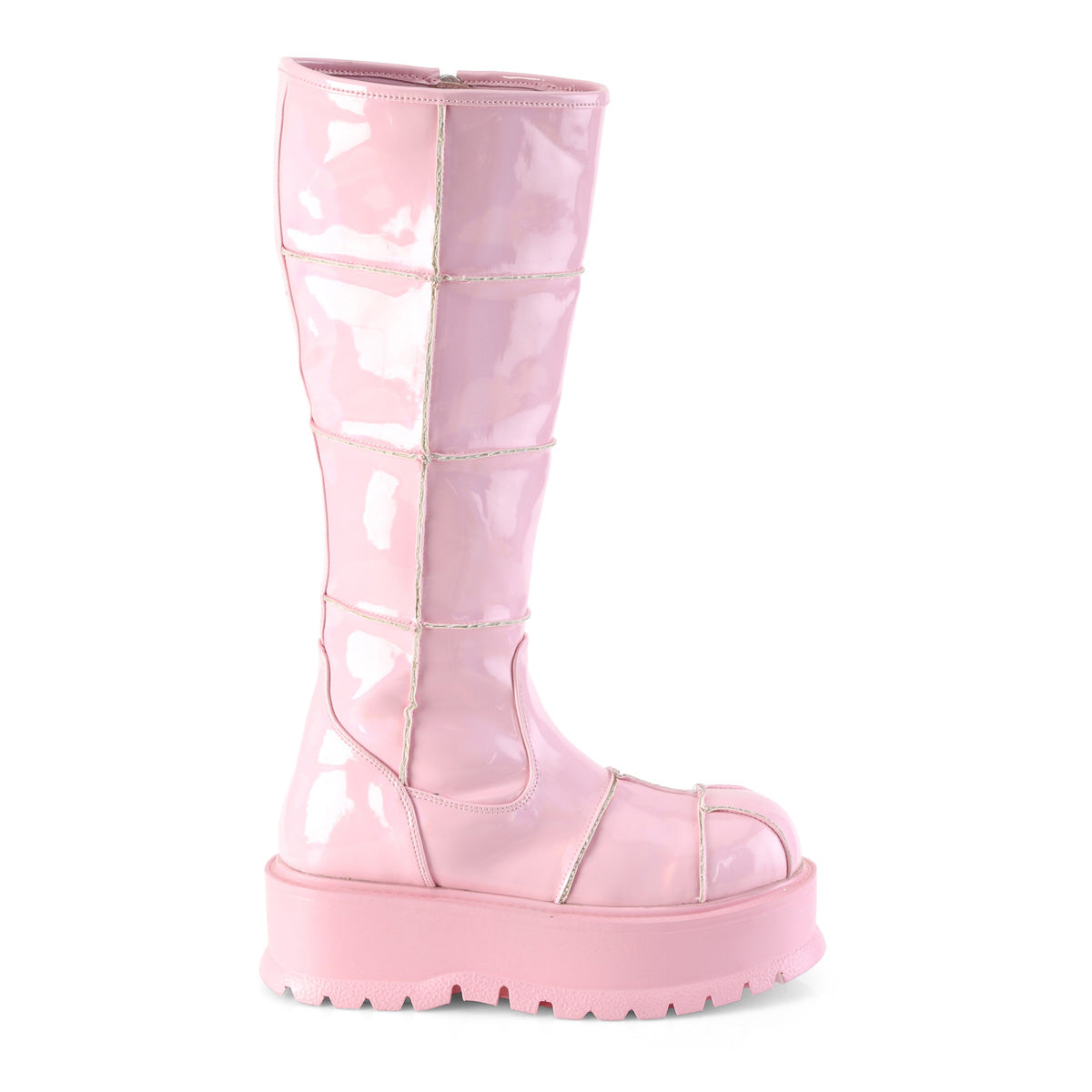 DemoniaCult Stivali da donna SLACKER-230 B. B. Pink Ologram Pat