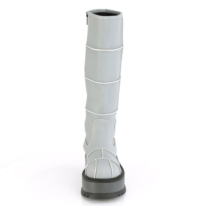 DemoniaCult Stivali da donna SLACKER-230 pelle vegana riflettente grigia