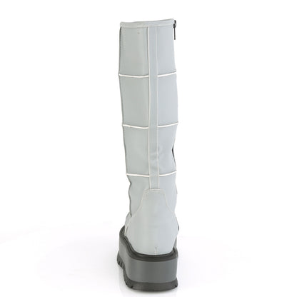 DemoniaCult Stivali da donna SLACKER-230 pelle vegana riflettente grigia