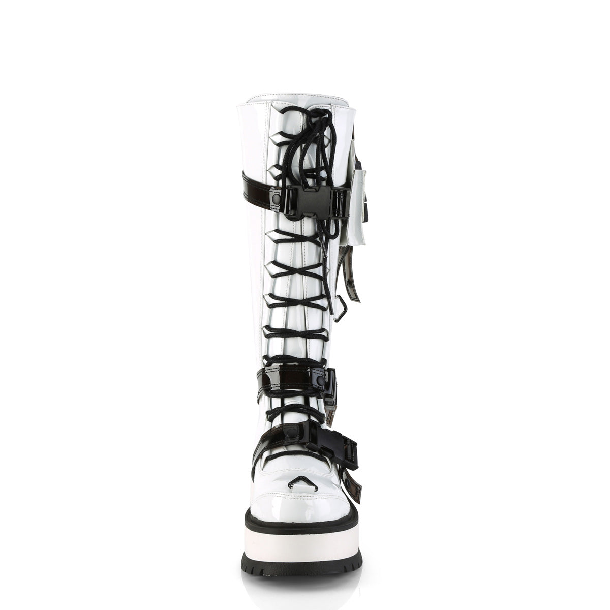 DemoniaCult Stivali da donna SLACKER-260 wht pat