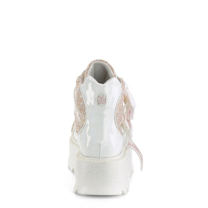 DemoniaCult  Stivali alla caviglia SLACKER-50 wht olografico pat-b. Multi glitter rosa