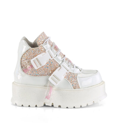 DemoniaCult  Stivali alla caviglia SLACKER-50 wht olografico pat-b. Multi glitter rosa