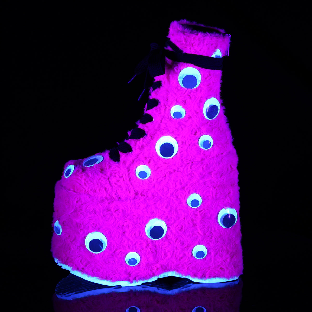 DemoniaCult Stivali da donna SLAY-206 H. pelliccia rosa