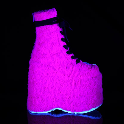 DemoniaCult Stivali da donna SLAY-206 H. pelliccia rosa