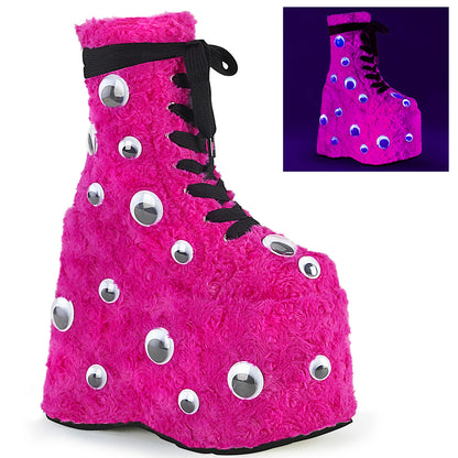 DemoniaCult Stivali da donna SLAY-206 H. pelliccia rosa