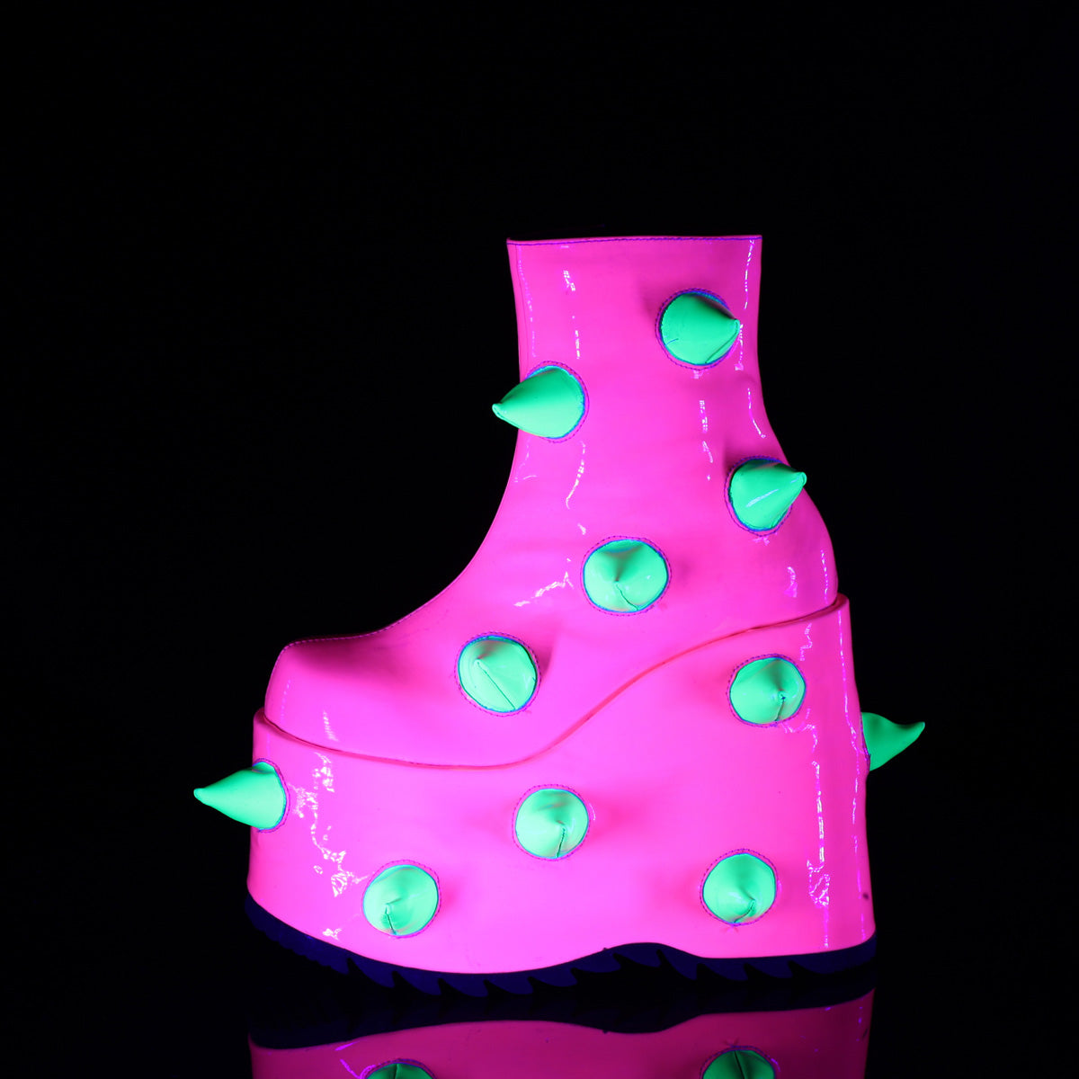DemoniaCult  Stivali alla caviglia SLAY-77 UV neon rosa-neon verde