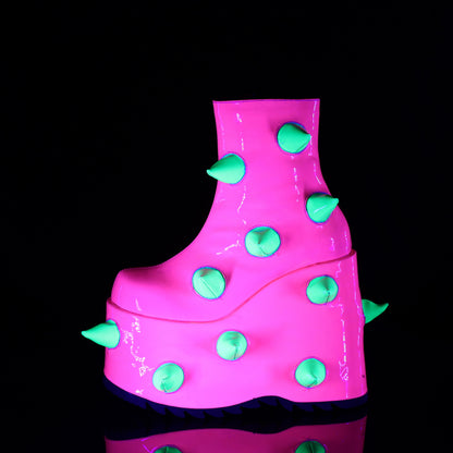 DemoniaCult  Stivali alla caviglia SLAY-77 UV neon rosa-neon verde