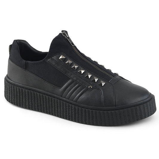 DemoniaCult Mens Low Shoe SNEEKER-125 Blk Canvas-Blk Pu