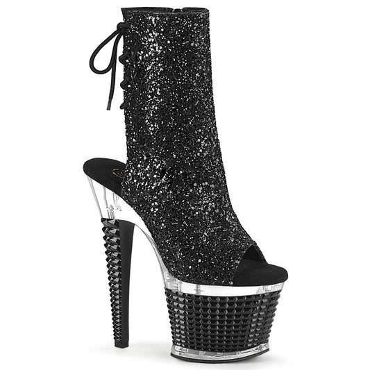 Pleaser  Ankle Boots SPECTATOR-1018G Blk Glitter/Clr-Blk