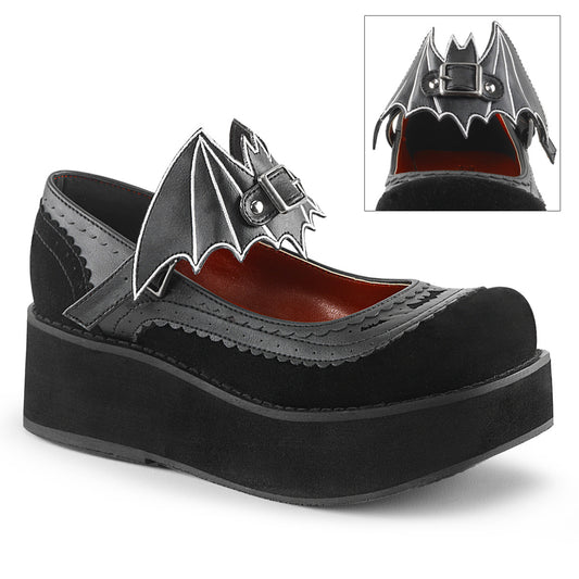 DemoniaCult Womens Pumps SPRITE-09 Blk Vegan Leather-Velvet