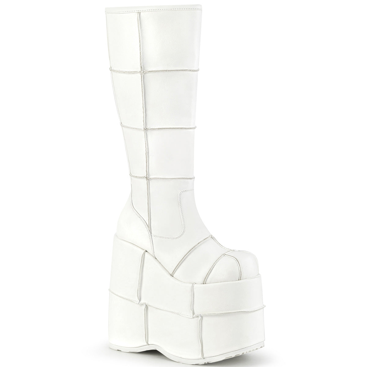 DemoniaCult Stivali da uomo STACK-301 pelle vegana WHT